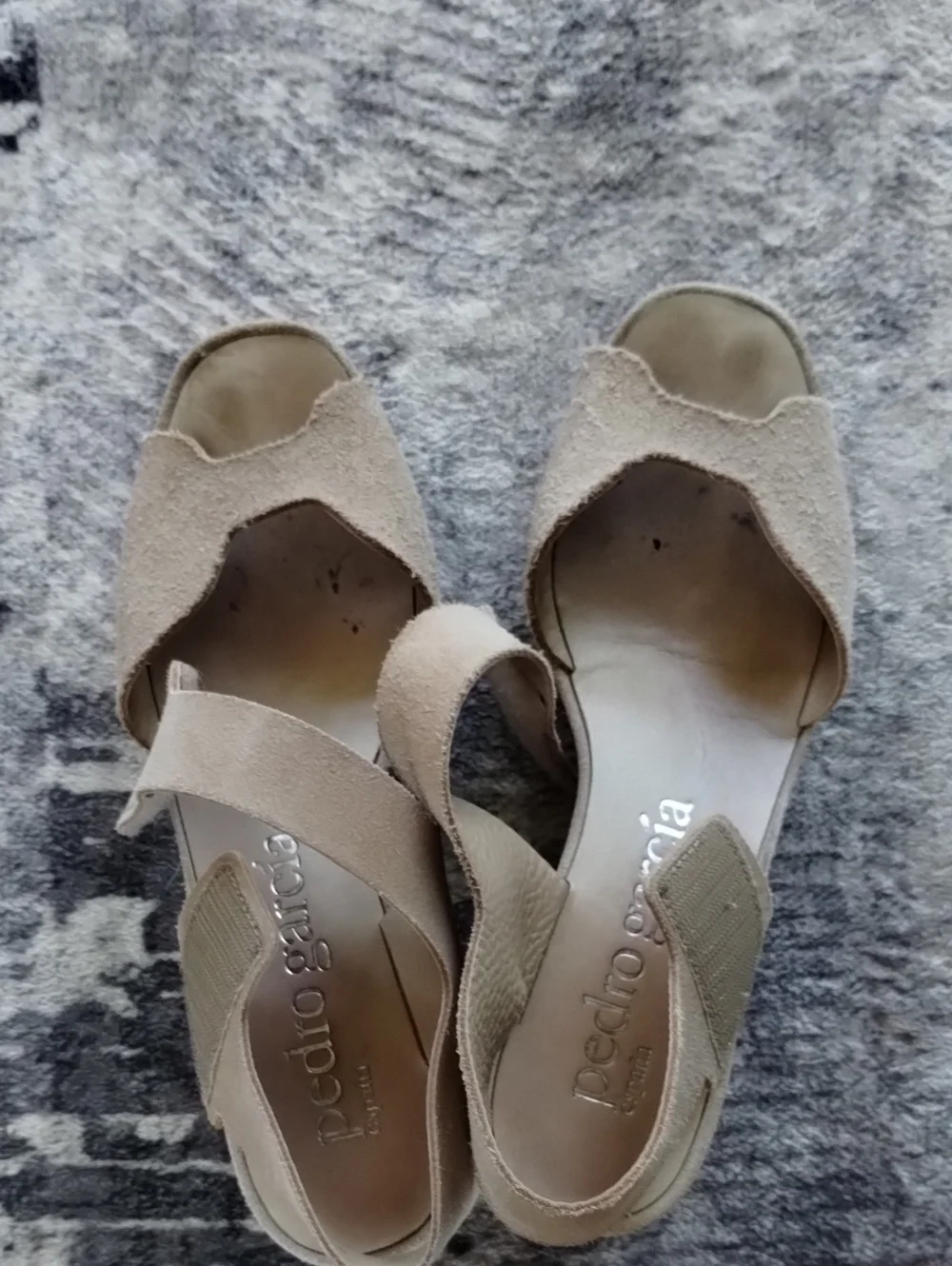 Pedro Garcia Taupe Suede Ankle-Strap Wedge Sandal 7.5